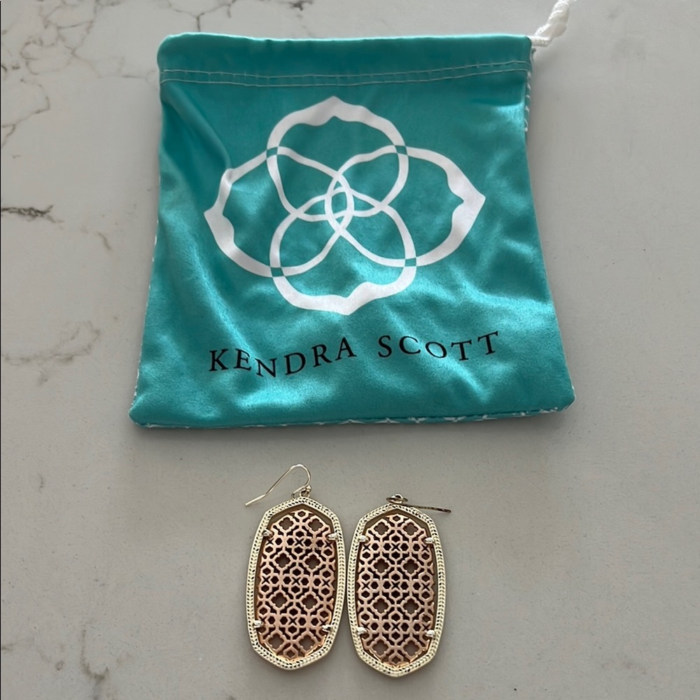 Kendra Scott Filigree Drop Earrings in Rose Gold and Silver